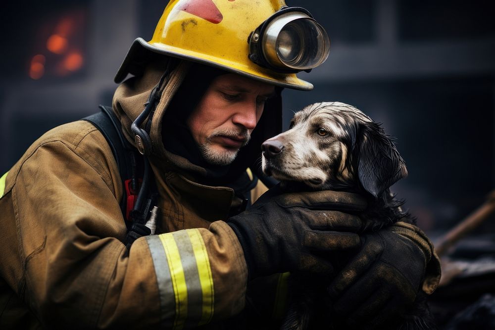 Firefighter helmet adult dog.