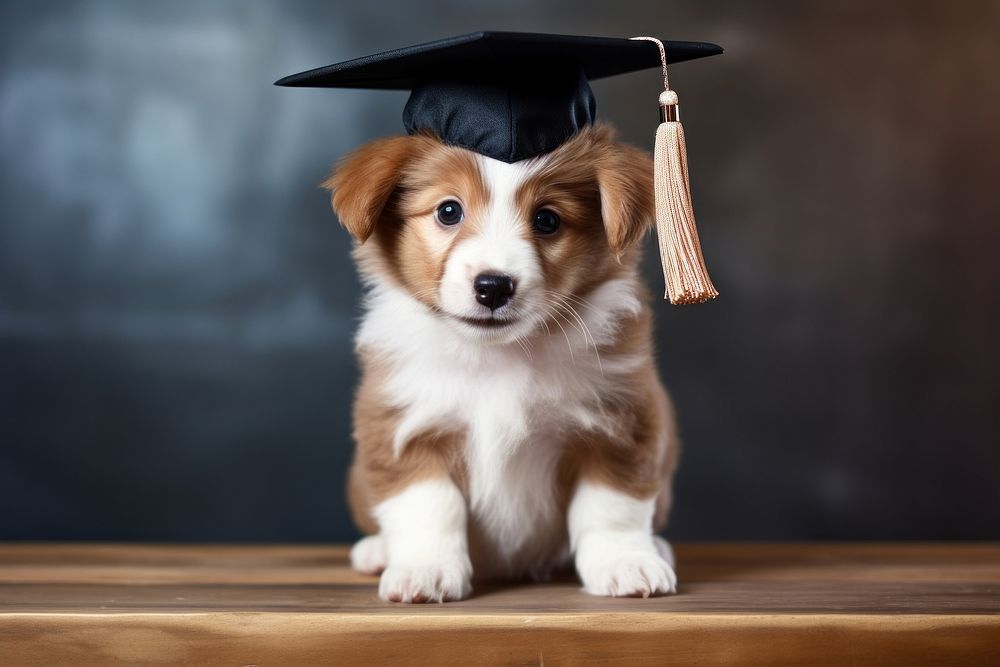 Graduated from puppy school graduation animal mammal.