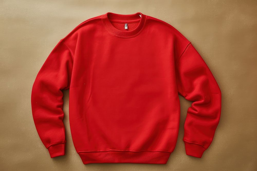 Pure red crewneck sweatshirt sweater outerwear clothing.