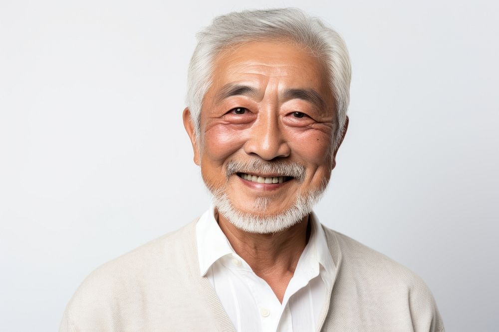 A senior Korean man smiling portrait adult smile.