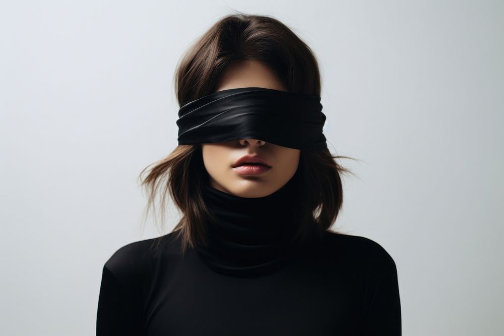 Woman blindfolded portrait adult black.