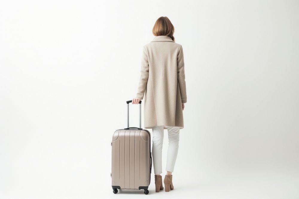 Women with suitcase luggage adult coat.