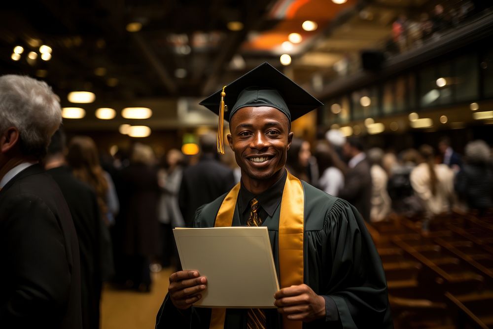 African diaspora recent college graduate graduation portrait student.