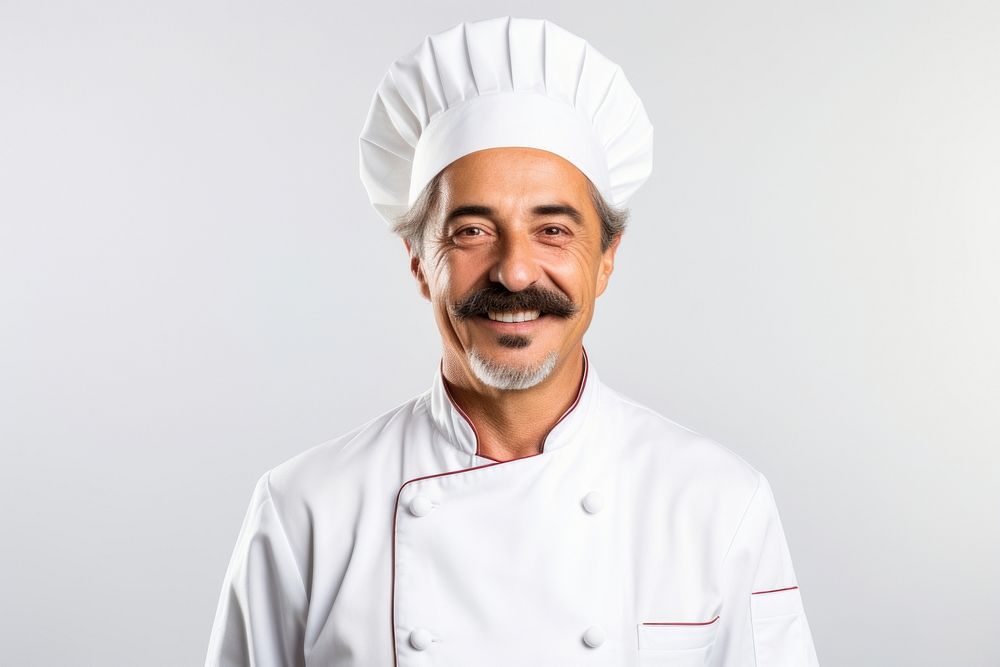 An Italian chef smiling adult protection happiness.
