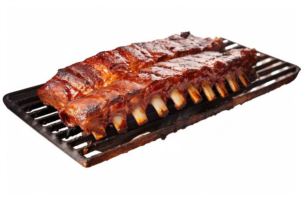 Barbecue ribs on the griller grilling cooking meat.