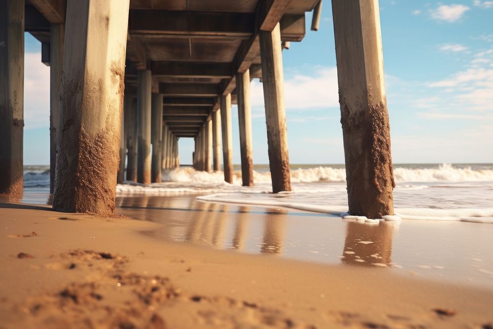 Beach pier outdoors nature. AI generated Image by rawpixel.