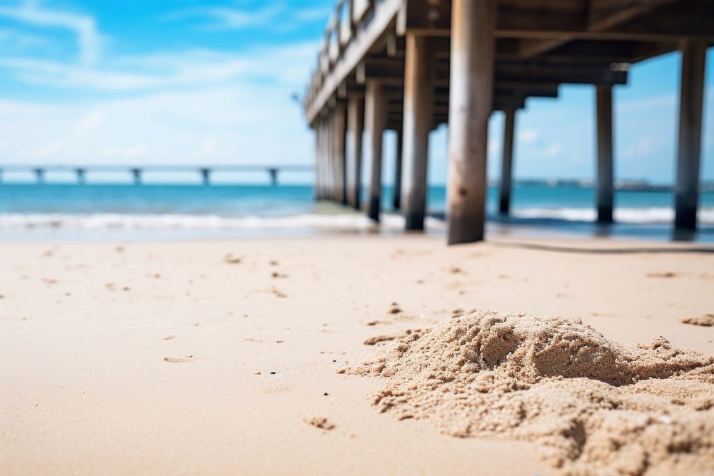 Beach pier outdoors horizon. AI generated Image by rawpixel.