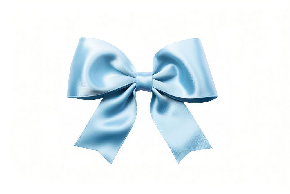Bow ribbon blue white background.