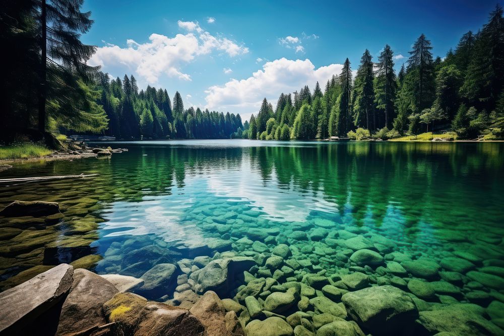  Nature landscape lake outdoors. AI generated Image by rawpixel.