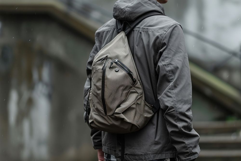 Male fashion backpack bag jacket.