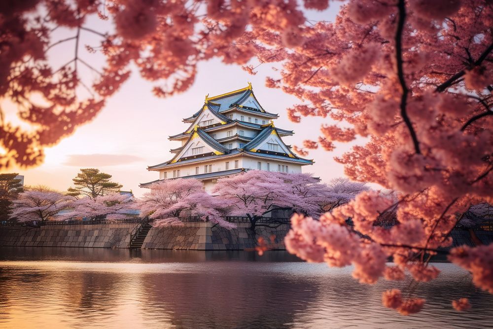 Osaka Castle outdoors blossom nature.