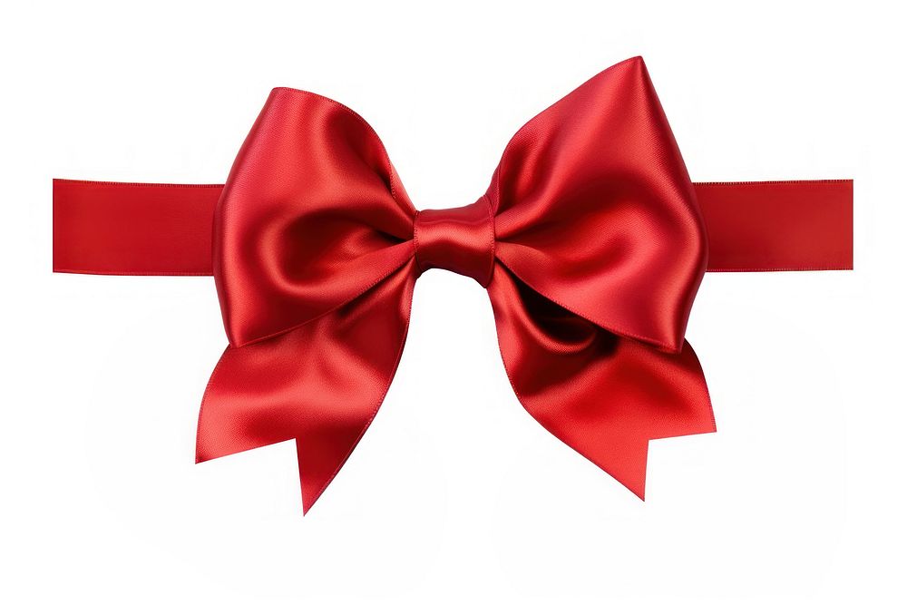 Bow ribbon red white background.