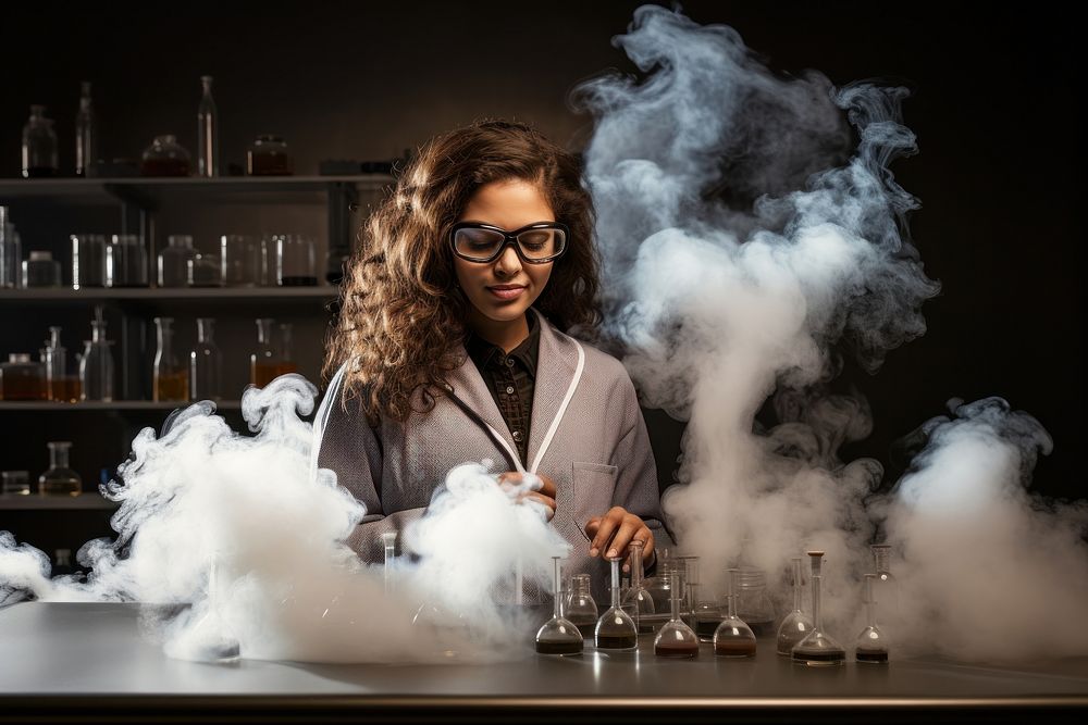 Safety glasses smoke science adult. AI generated Image by rawpixel.