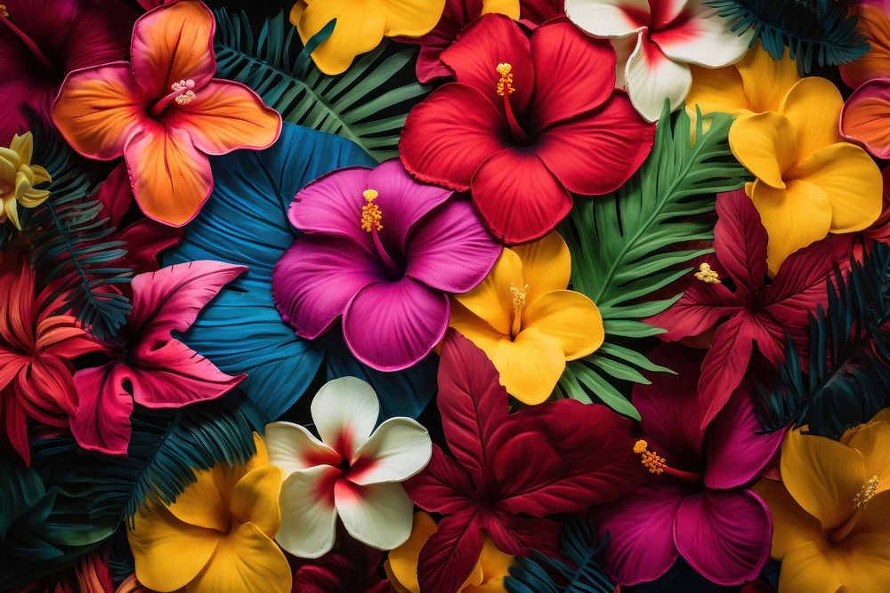 Tropical flowers backgrounds pattern petal. AI generated Image by rawpixel.