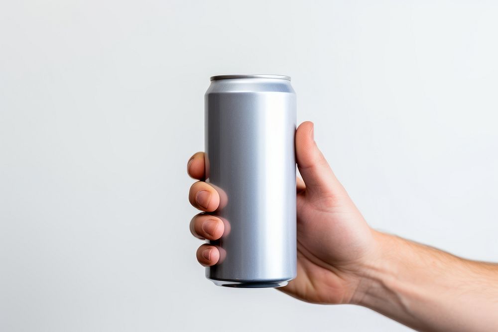 Craft beer holding tin white background.