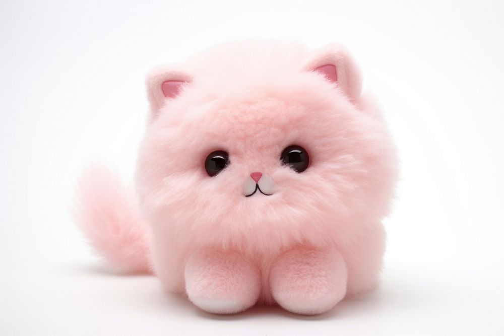  White background cute little cat no shadow plush. AI generated Image by rawpixel.