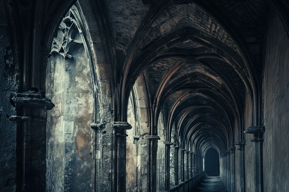 Gothic abstract background architecture building corridor.