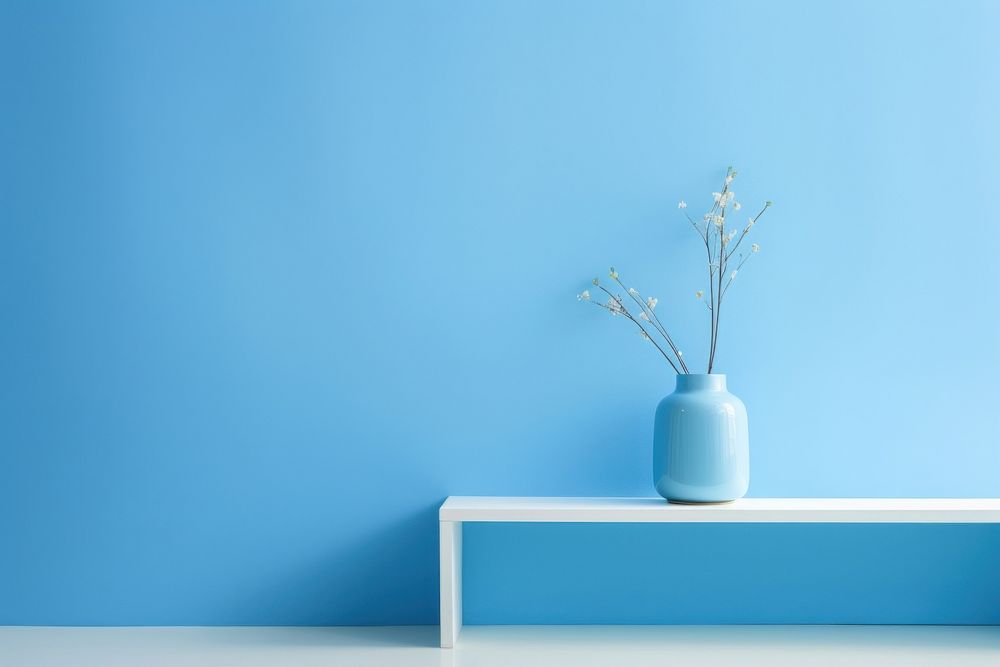  Blue backdrops minimal flower plant. AI generated Image by rawpixel.