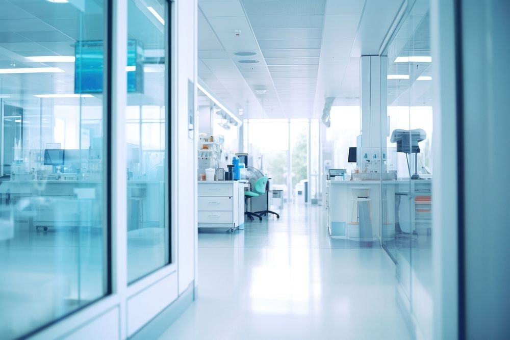  Scientific laboratory architecture hospital corridor. AI generated Image by rawpixel.