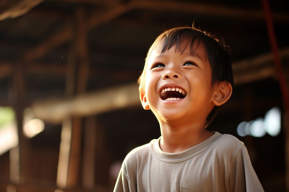 Filipino kid laughing smile architecture.
