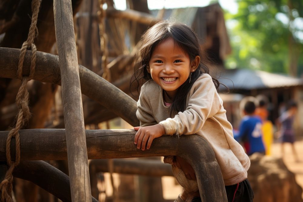 Laos kid child smile architecture.