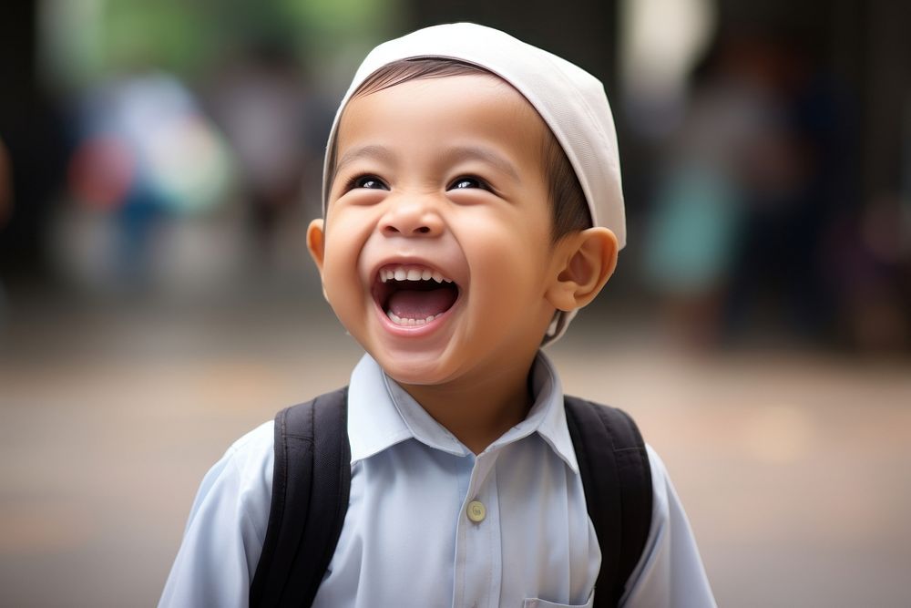 Malaysian kid laughing baby architecture.