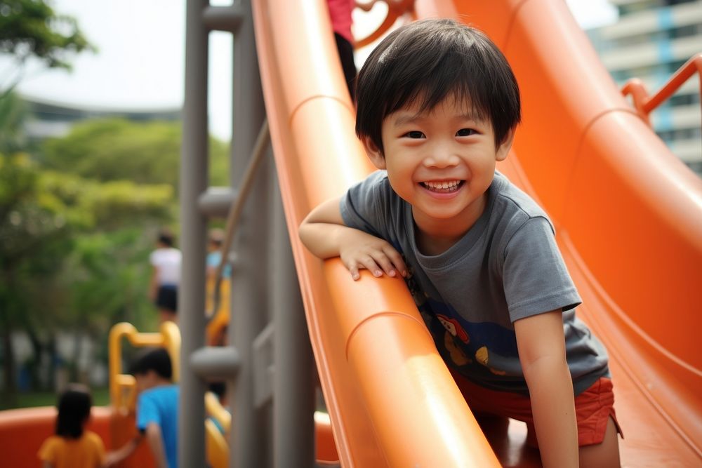 Singaporean kid playground outdoors child.