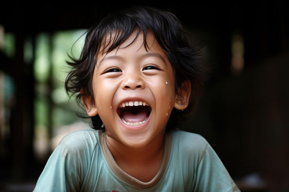 Thai kid laughing child baby.