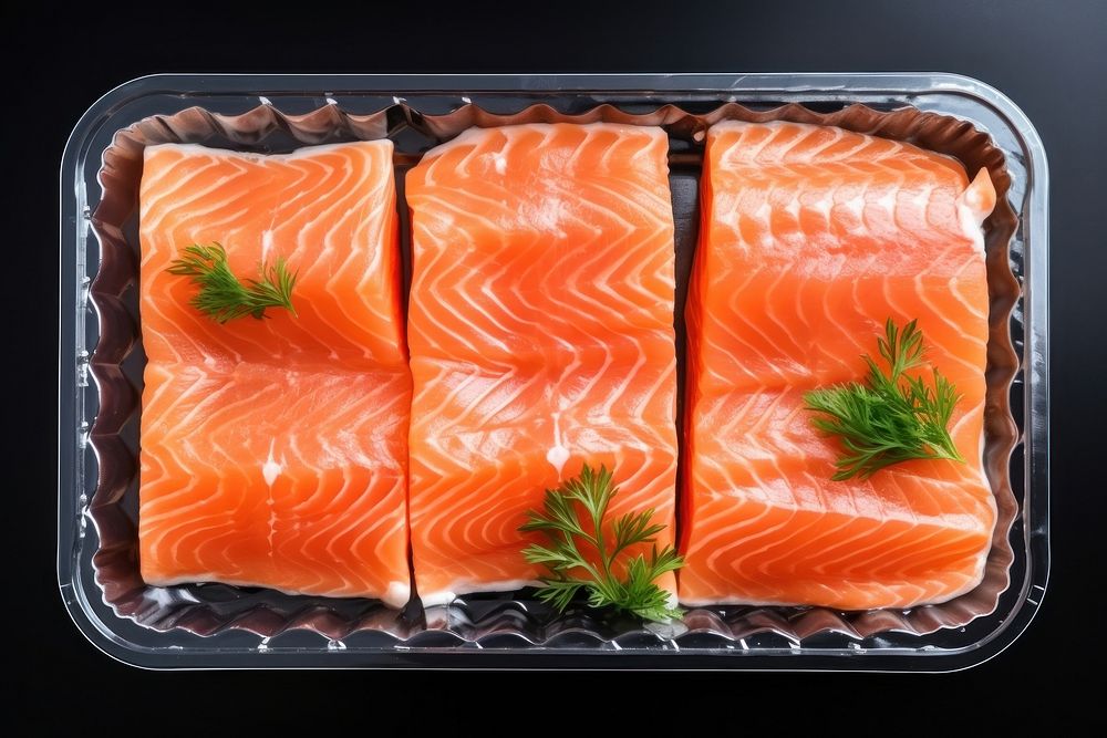 Salmon seafood tray vegetable. AI generated Image by rawpixel.
