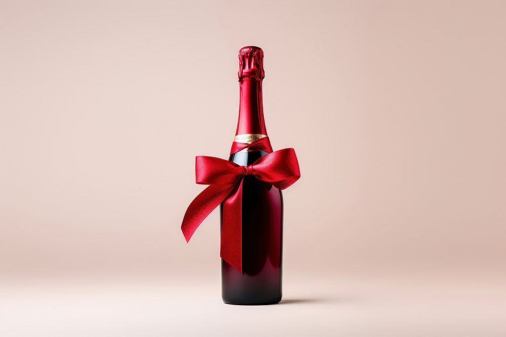 Bottle of champagne drink wine red. AI generated Image by rawpixel.