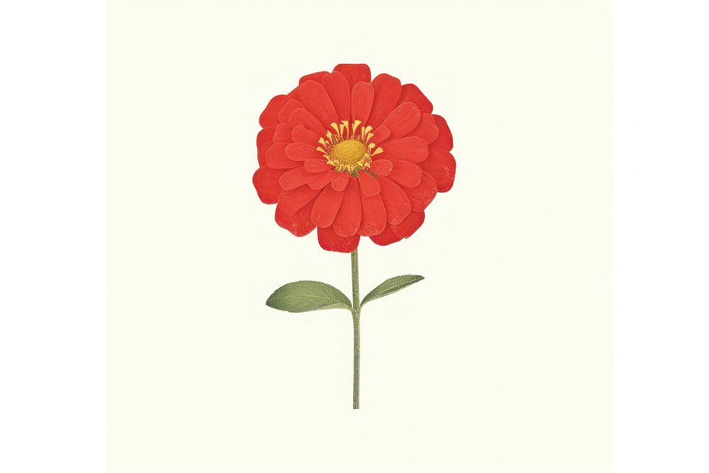 Red zinnia flower petal plant white background.