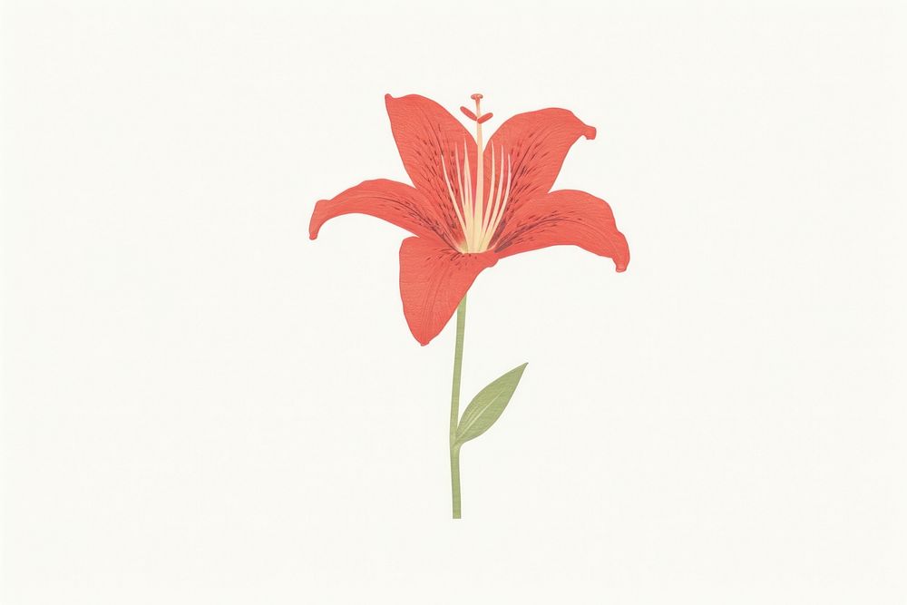 Red lily flower drawing plant inflorescence.