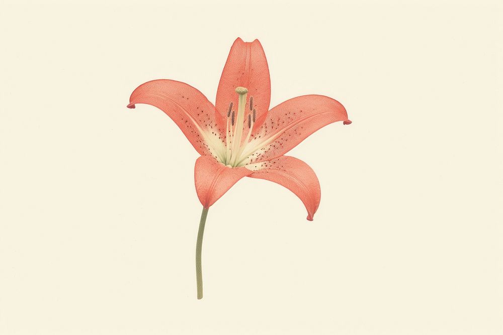 Red lily flower drawing petal plant.