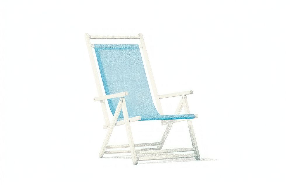 Blue beach chair furniture white background relaxation.
