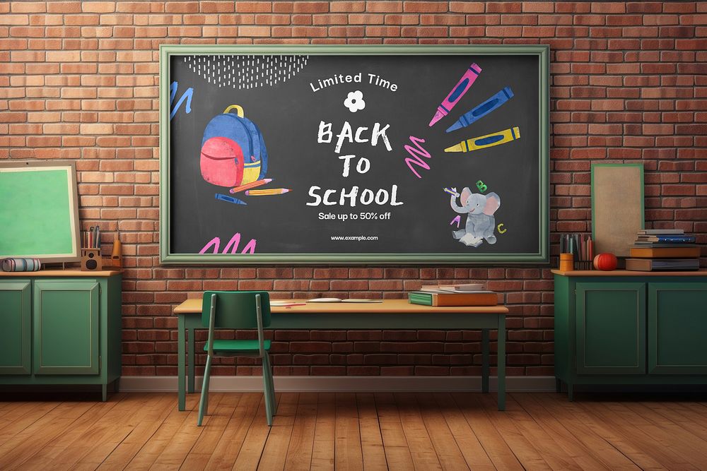 School's chalkboard mockup psd