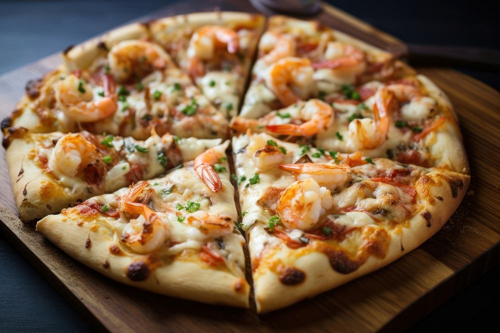 Seafood Supreme Pizza pizza seafood mozzarella. AI generated Image by rawpixel.