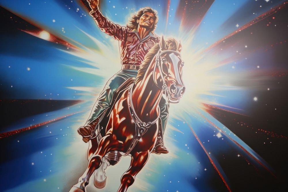 Riding a horse art representation spirituality.