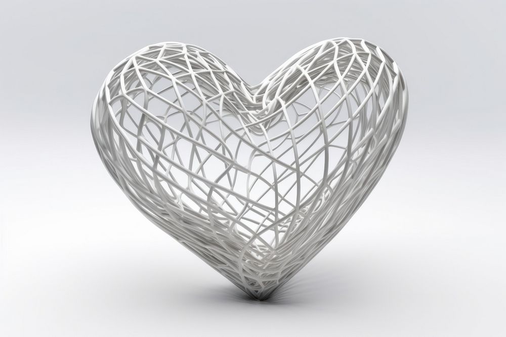 Heart shape element white pattern pottery. AI generated Image by rawpixel.