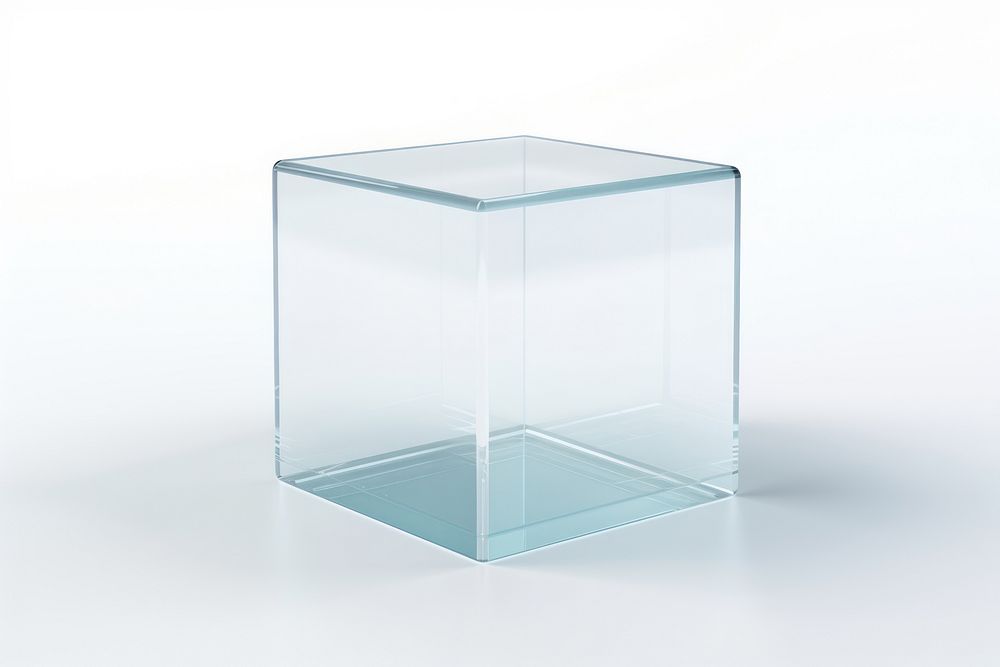 Cube icon glass transparent white background.