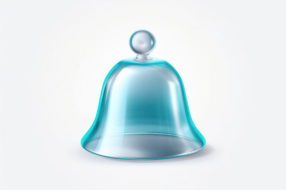Bell icon transparent glass white background.