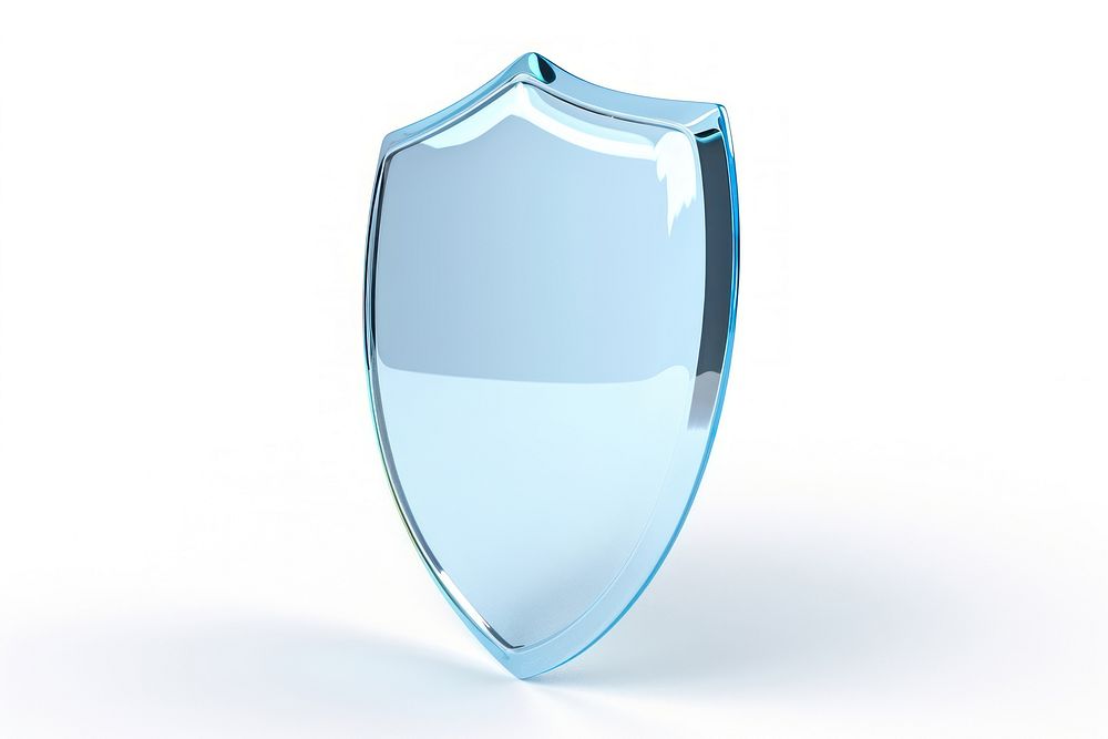 Shield icon glass white background protection.