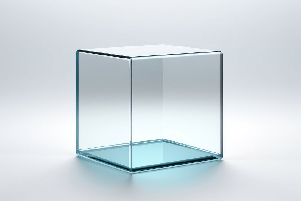 Square icon glass transparent white background.