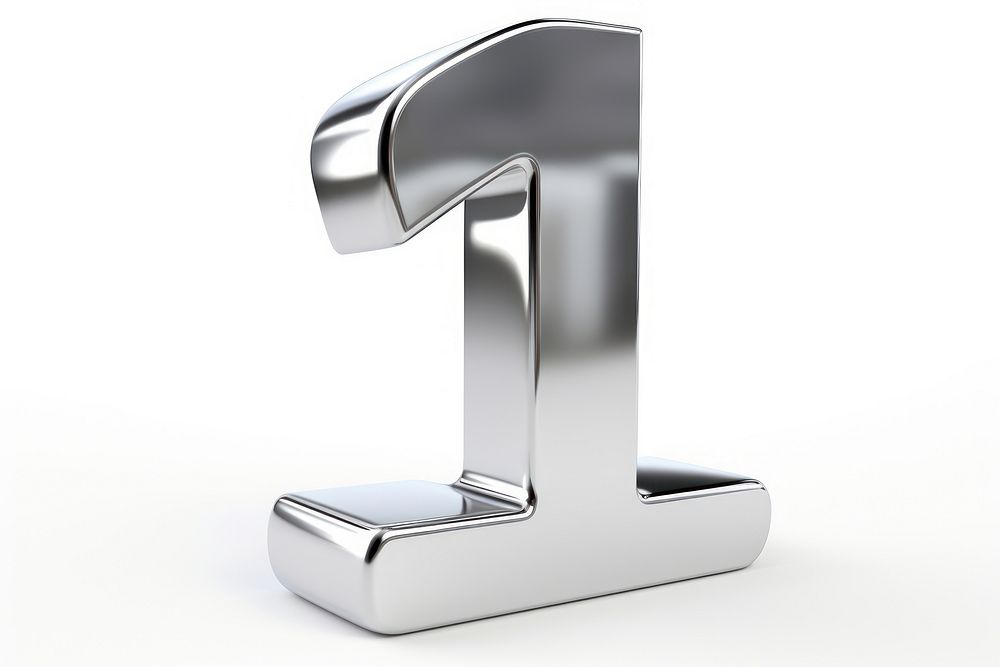 Number 1 Chrome material white background letterbox mailbox.