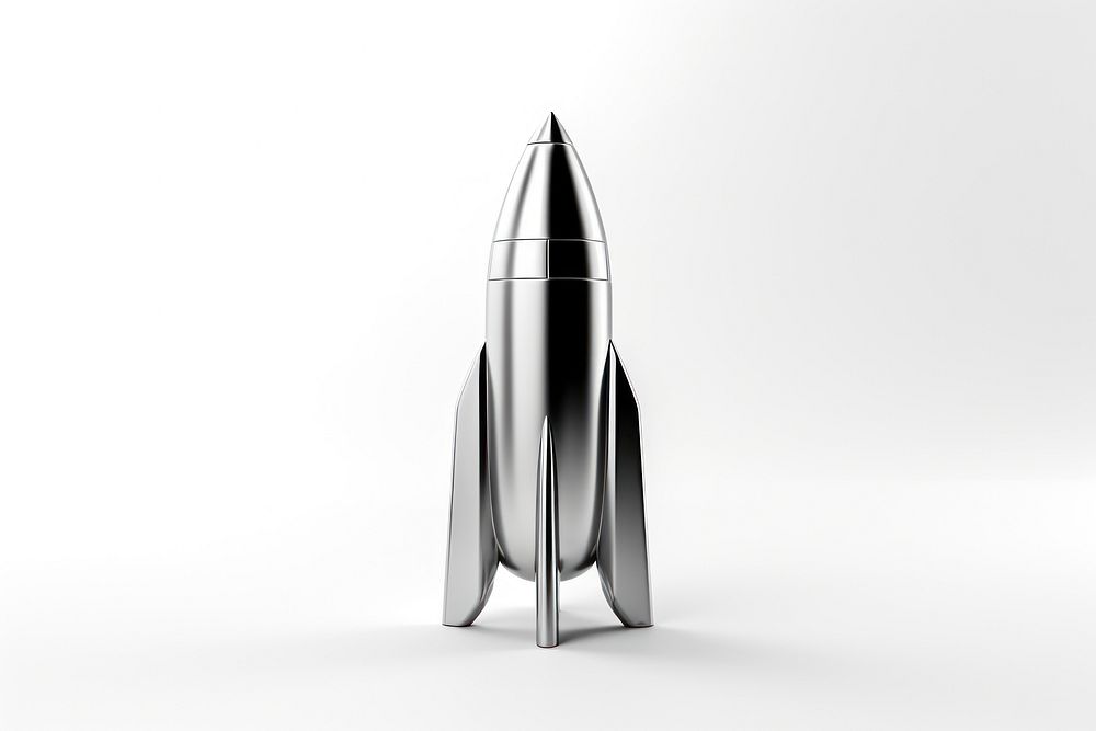 Rocket Chrome material rocket white background architecture.