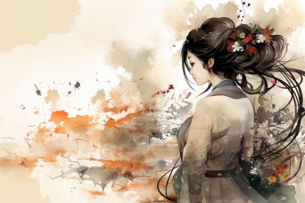  Ink Art Paintings Background fashion adult anime. AI generated Image by rawpixel.