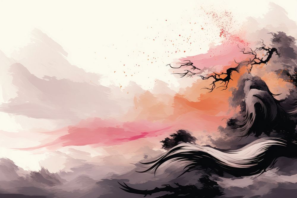  Ink painting background outdoors nature creativity. AI generated Image by rawpixel.