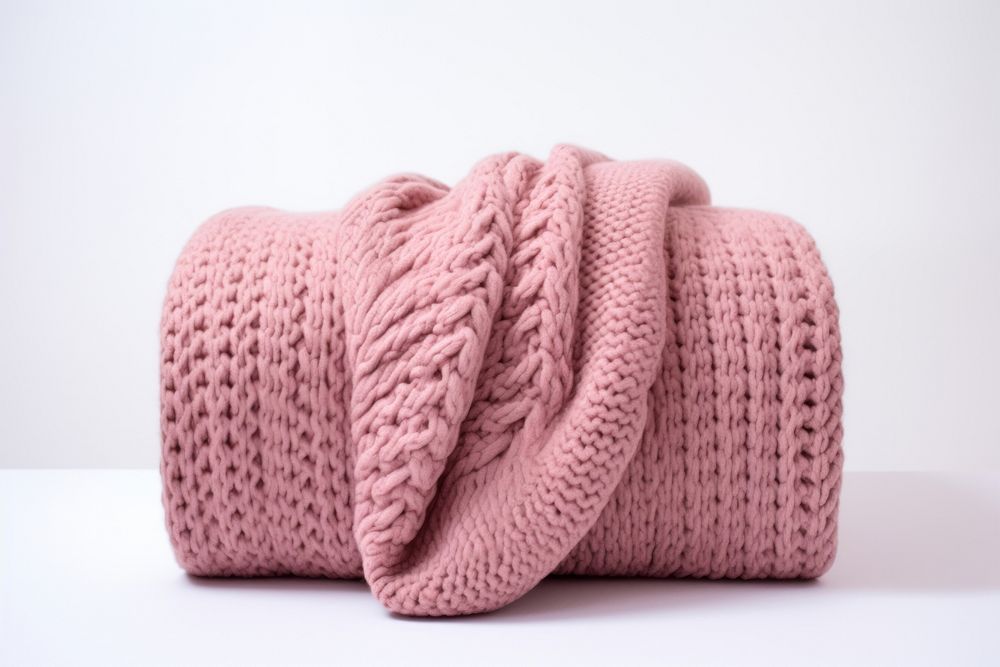 Pink knitted blanket sweater material clothing.
