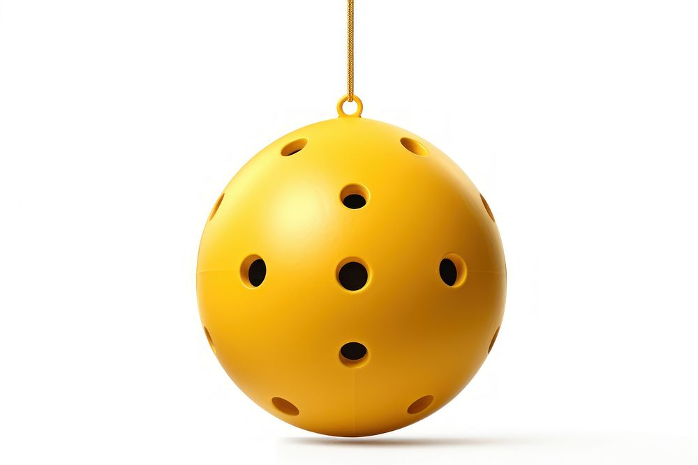 Yellow beach ball hanging sphere hole.