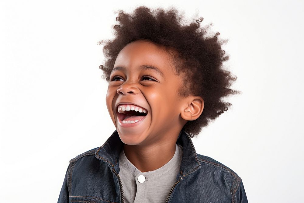 Black kid laughing happy joy.