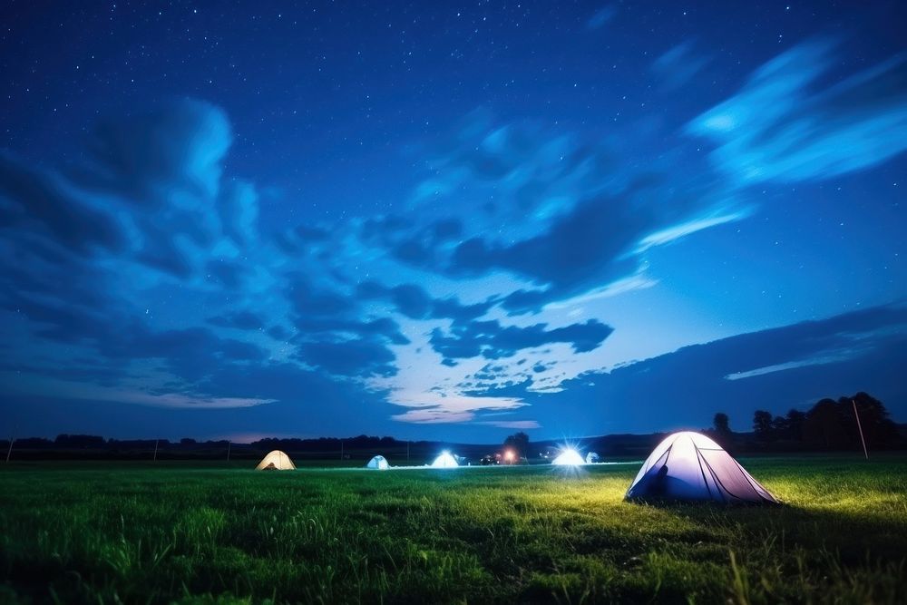 Camping site night sky outdoors.